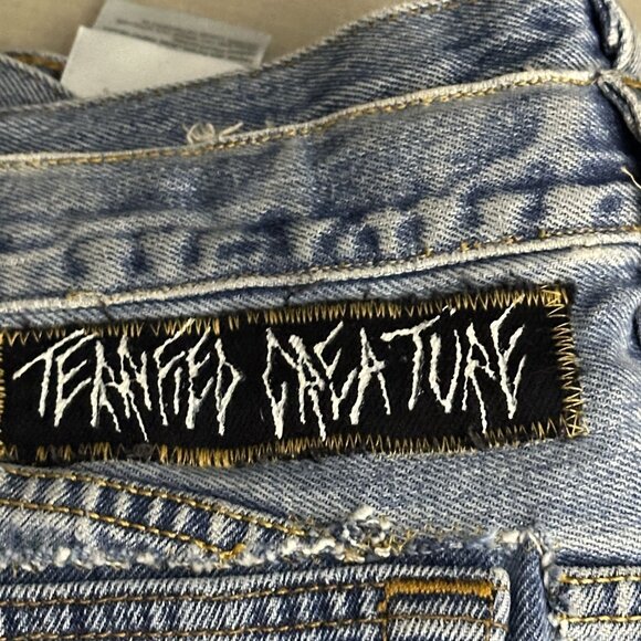 TERRIFIED CREATURE Custom Made DiY Patchwork Women 30 Denim Jean Pant Button Fly - Picture 3 of 16